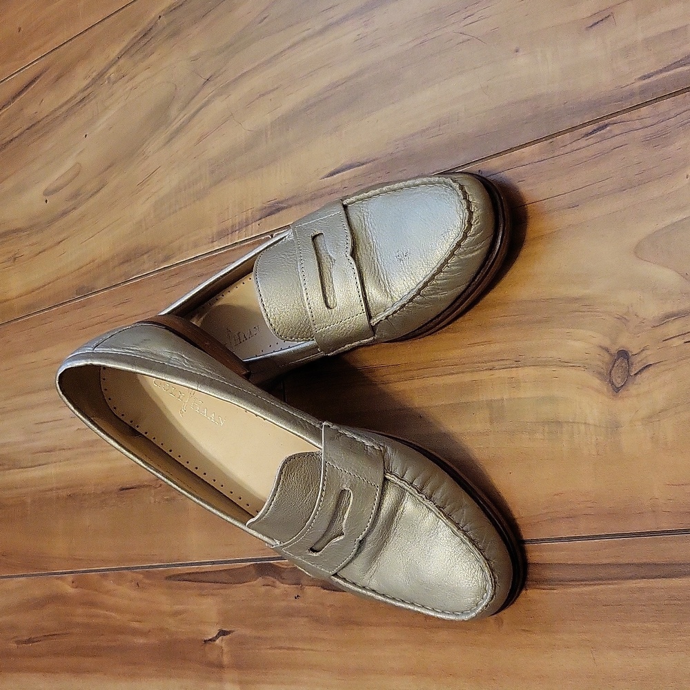 Cole Haan gold loafers